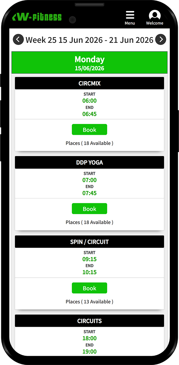 RW Fitness website - Mobile