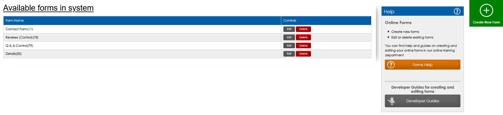 Forms List